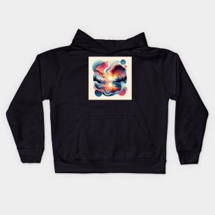 Tranquil Reflections: Modern Nature Meets Abstract Kids Hoodie